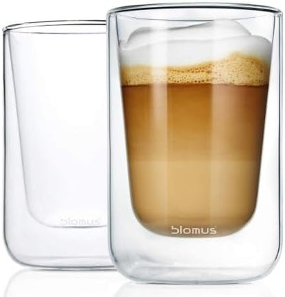 Blomus 63654 Nero Set of 2 Clear Cappuccino or Tea Glasses, 8 oz, 2 Piece
