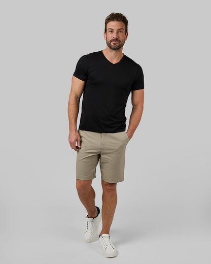 32 Degrees Mens 4 Pack Cool V-Neck T-Shirt | Anti-Odor | Quick Drying | 4-Way Stretch, Black, Medium