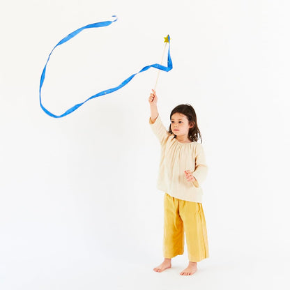 Sarah's Silks Starry Night Streamer - Pretend Play, Dance, Baton Stick Twirling, and Gymnastics Party Favors | 100% Silk and Wood Montessori and Waldorf Toys, 1 Piece