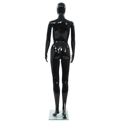 Full Body Female Mannequin, Glossy Black Retail Display Form for Clothing, Wigs, and Shoes, Adjustable Poseable Parts with Sturdy Glass Base, 68.9 Inch