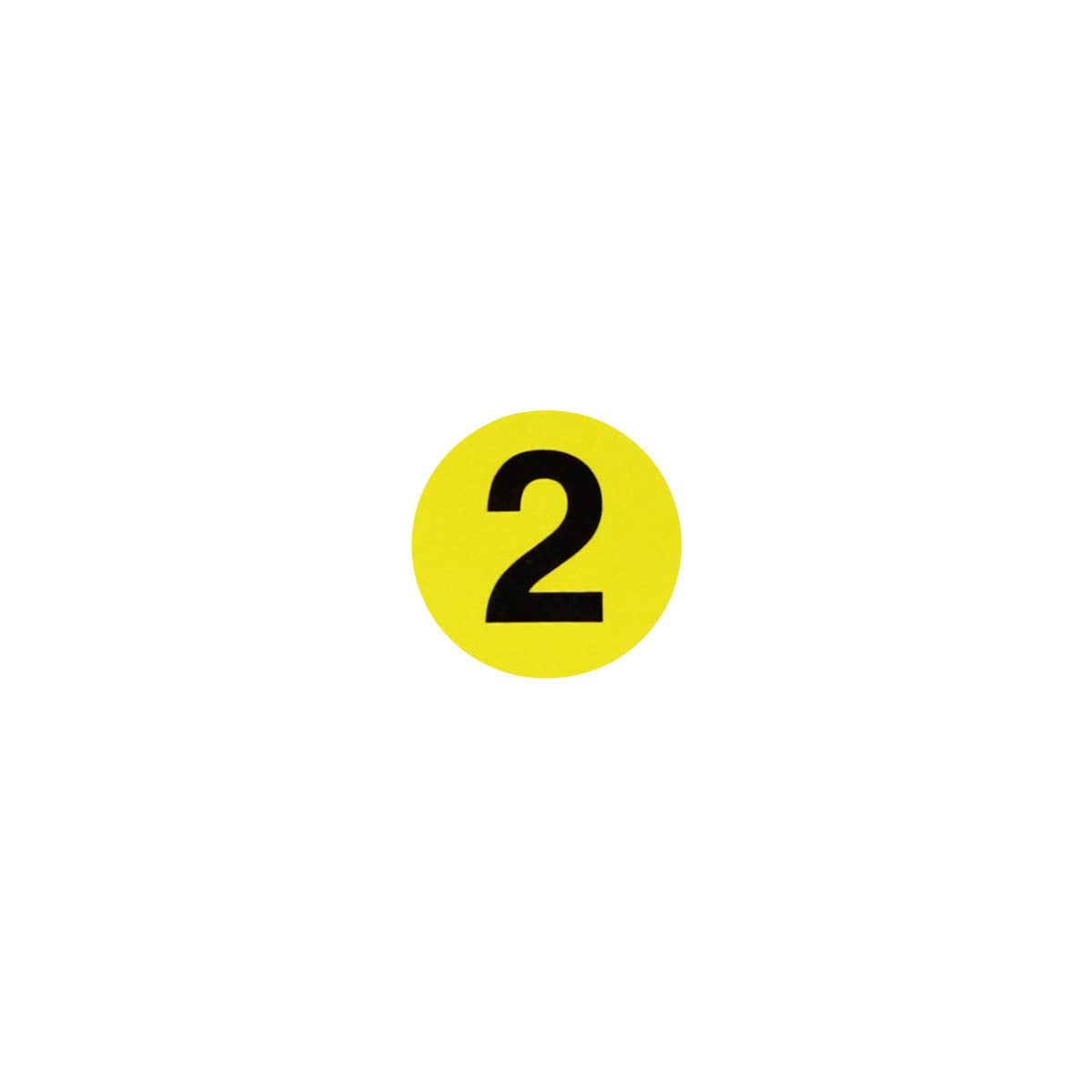 Yellow Circle Number 2 Stickers 0.50 Inch Round 1000 Labels on a Roll