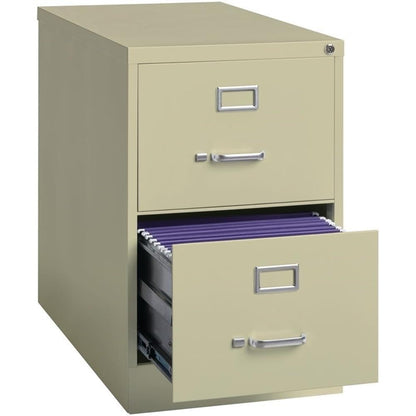 Pemberly Row 2 Drawers 28.38" Vertical Beige Metal Filing Cabinet Lockable Pre-Assembled Stationary Legal Size for Home, Office