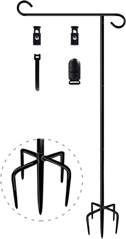 Garden Flag Stand Holder by [Brand Name] - 49 Inch Durable Design with 5 Forked Base for 12 x 18 Flags