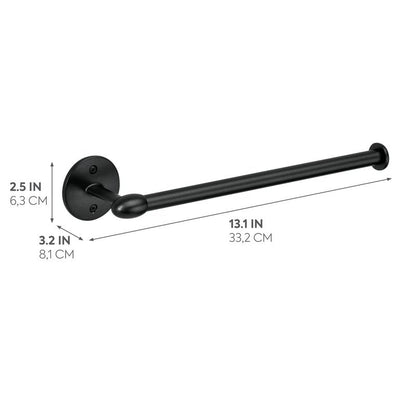 iDesign Orbinni Wall Mounted Metal Paper Towel Holder, Roll Organizer for Kitchen, Bathroom, Craft Room, 13.75" x 2.5" x 4.25", Matte Black
