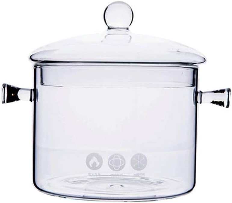 YARDWE Clear Glass Cooking Pot, Glass Saucepan for Noodles, Soup, Salad