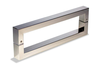 32 Inch 2-Sided Stainless Steel Door Handles Chrome Mirror Polished Finish, Internal External Modern Door Handle Pull Set for Commercial Glass Doors Sliding Doors Wooden Fiberglass, Rectangular Bar