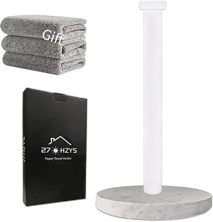 27HZYS Countertop, Paper Towel Holder Standing Paper Towel Roll Holder for Kitchen Bathroom, with Weighted Marble Base