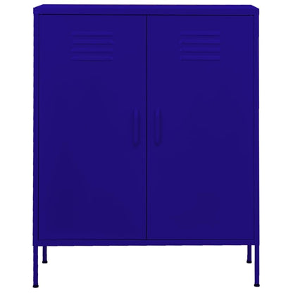mtlskopl Navy Blue Steel Storage Cabinet with Height-Adjustable Shelves & Lockable Doors 13.8 x 31.5 x 40 in Powder-Coated Finish Modern Organizer for Living Room Home Office Garage