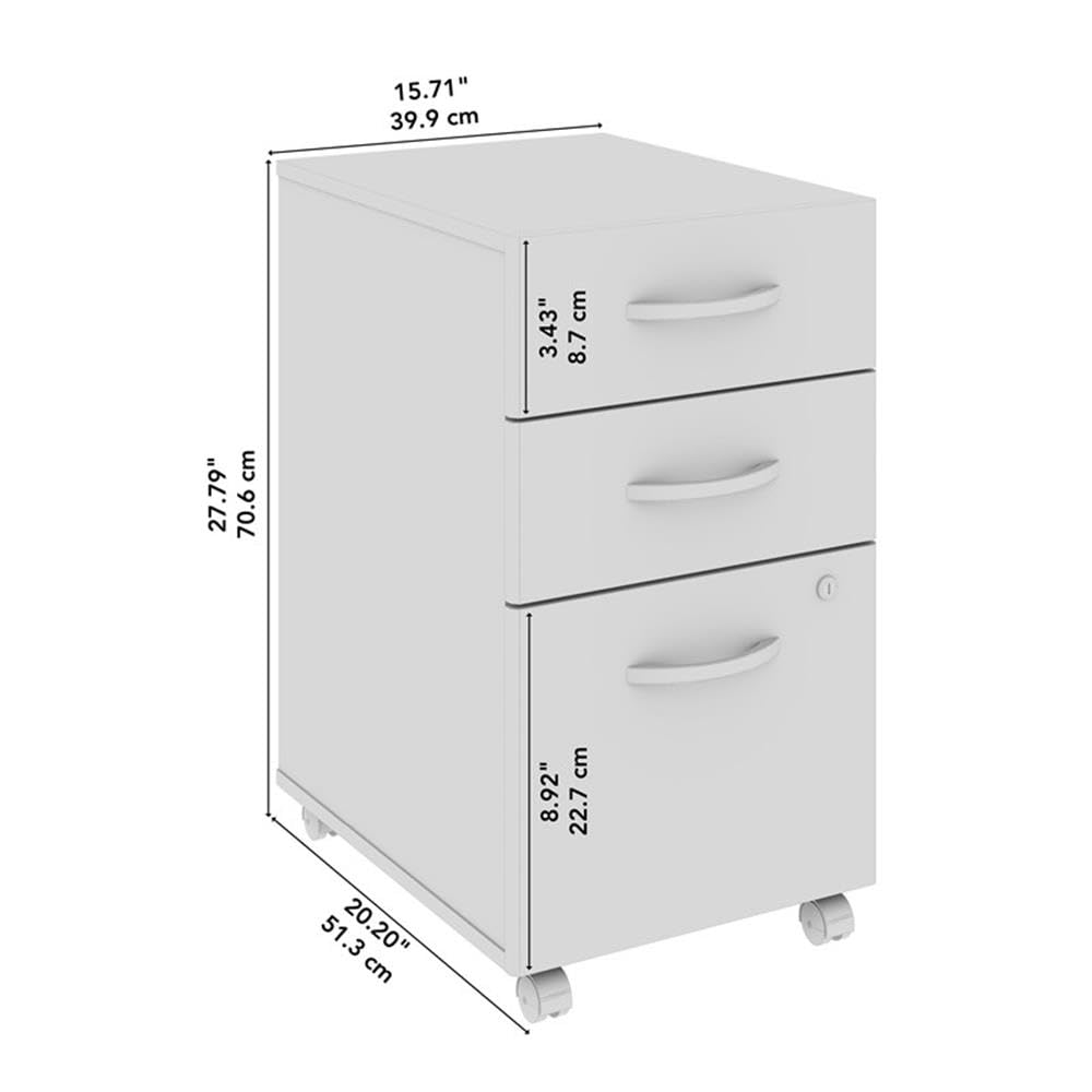 BOWERY HILL 3 Drawer Mobile File Cabinet, Natural Elm Finish, Engineered Wood, Smooth Ball Bearing Slides, Thermally Fused Laminate, Locking Drawers, Rolling Design with Casters, Office Organization