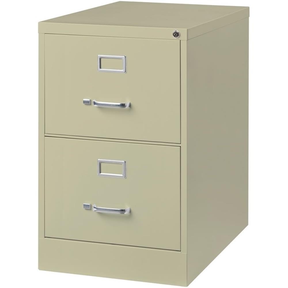Pemberly Row 2 Drawers 28.38" Vertical Beige Metal Filing Cabinet Lockable Pre-Assembled Stationary Legal Size for Home, Office