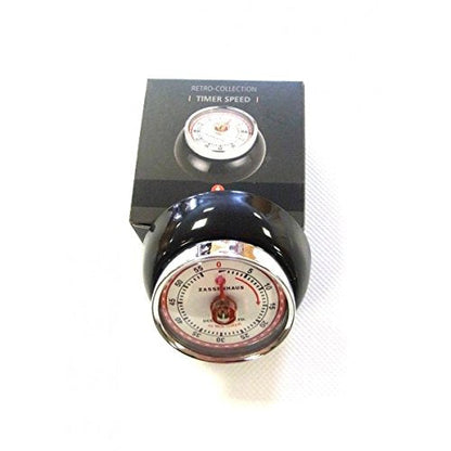 Zassenhaus Magnetic Retro Kitchen Timer, Classic Mechanical Cooking Timer (Black)