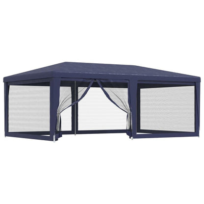 Party Tent, Blue 19.7'x13.1' HDPE, Waterproof UV Proof Outdoor Gazebo with 6 Mesh Sidewalls, Iron Frame for Events, Weddings, and Parties Outdoor Structures