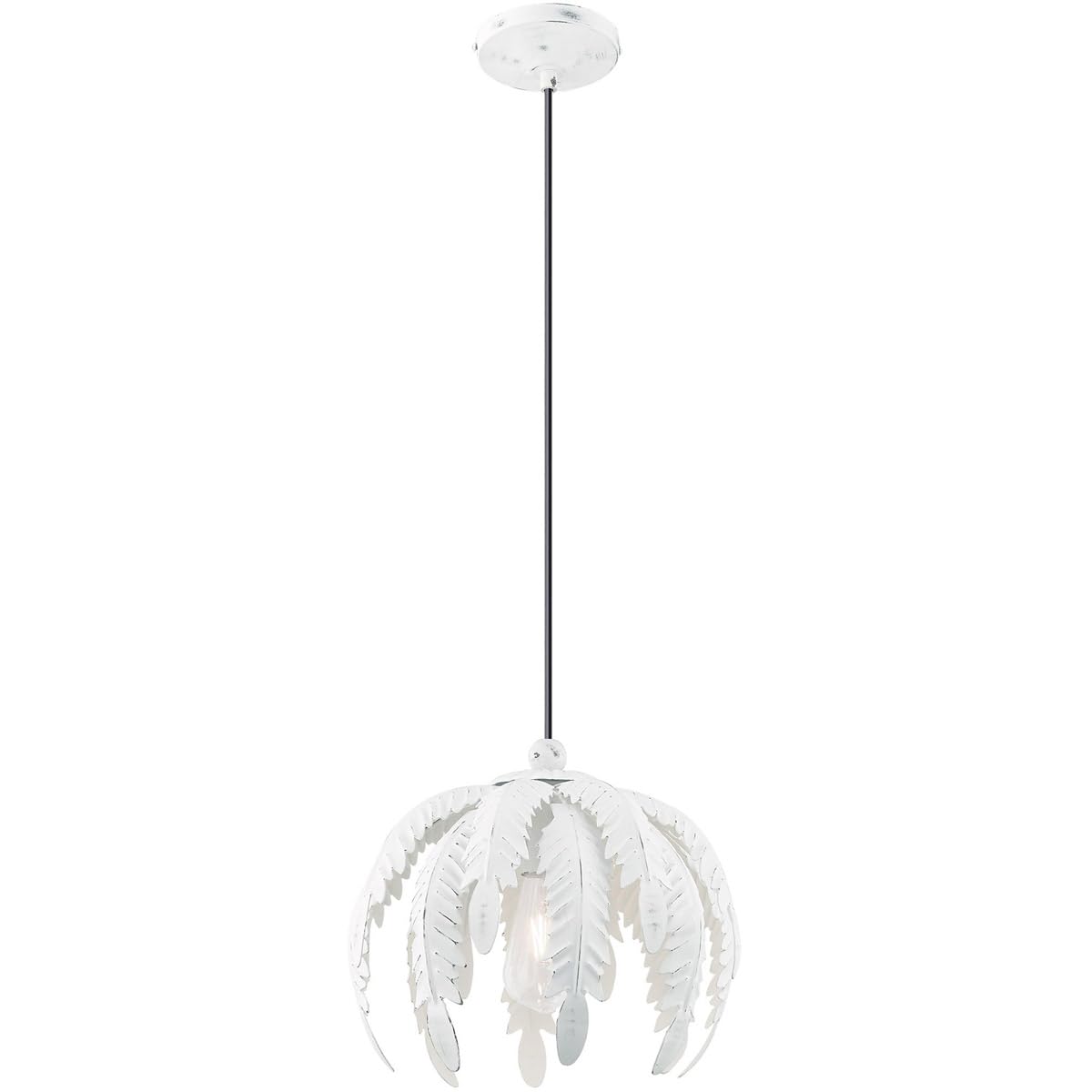 Livex Lighting 41231-60 Acanthus - One Light Mini Pendant, Antique White Finish with Antique White Metal Shade