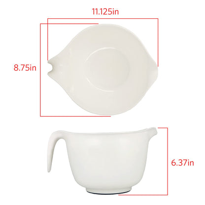 Glad Mixing Bowl with Handle – 3 Quart | Heavy Duty Plastic with Pour Spout and Non-Slip Base | Dishwasher Safe Kitchen Supplies for Cooking and Baking, White
