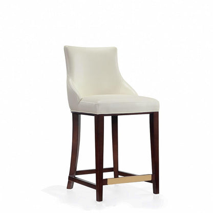 Manhattan Comfort Shubert Counter Stool with Backseat | Upholstered Leatherette, Beech Wood Legs | Perfect Bar Stool for Bar and Kitchen | Commercial Grade | Fully Assembled, Set of 1, Ivory