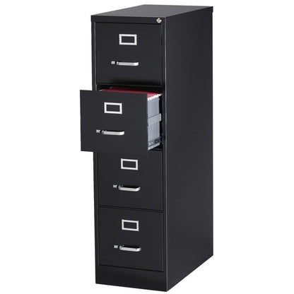 Pemberly Row 4 Drawers 52" Vertical Black Metal Filing Cabinet Lockable Pre-Assembled Stationary Letter Size for Home, Office