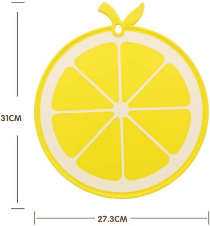 Plastic Fruit Cutting Board for Kitchen, BPA Free, Small Size, Dishwasher Safe, 12 x 10.5 inch (Lemon)
