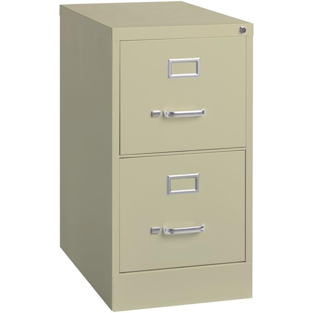 Pemberly Row 2 Drawers 28.38" Vertical Beige Metal Filing Cabinet Lockable Pre-Assembled Stationary Letter Size for Home, Office