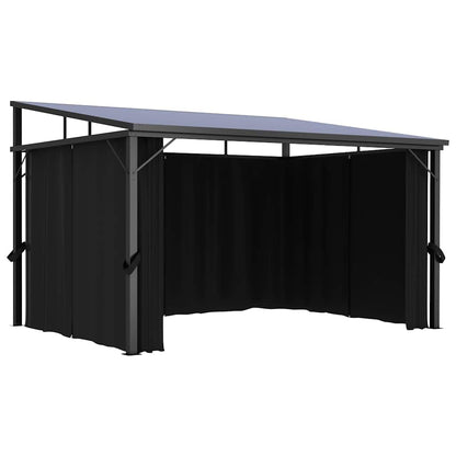 Outdoor Gazebo 13.3'x9.6' Hardtop Canopy Pavilion with 4 Curtains for Patio Garden Backyard Events Anthracite