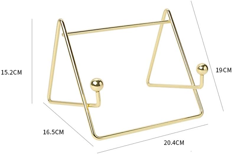 Metal Kitchen Cookbook Stand, Gold Recipe Book Holder, Tablet Holder, Cookery Book Easel, Magazine Holder for Counter