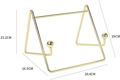 Metal Kitchen Cookbook Stand, Gold Recipe Book Holder, Tablet Holder, Cookery Book Easel, Magazine Holder for Counter