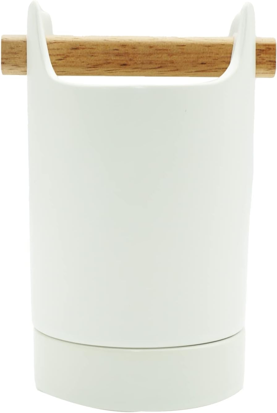 Kitchen Utensil Holder for Flatware, Silverware, Cutlery, Wood and Ceramic Countertop Caddy