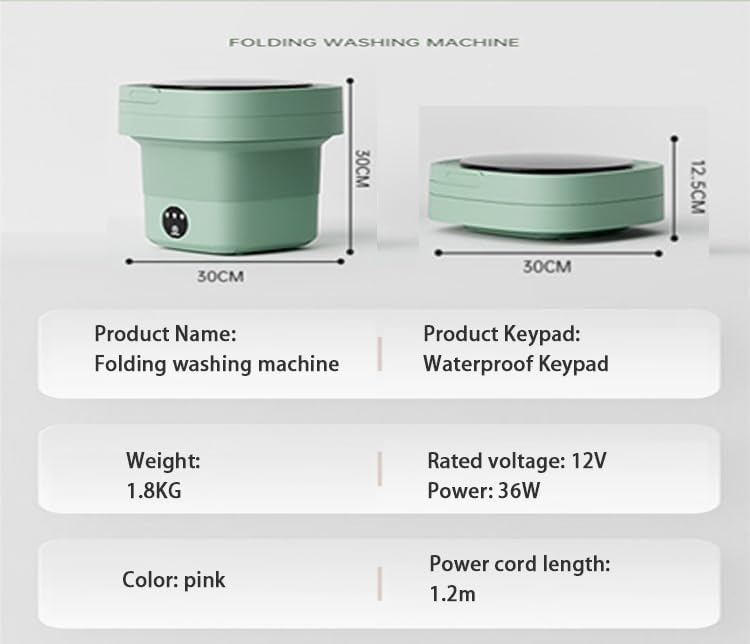 8L Portable Mini Washing Machine for Underwear, Baby Clothes, or Small Items, Lightweight (Pink)