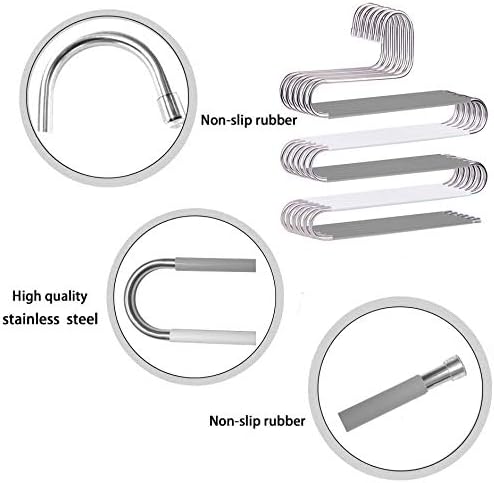 devesanter 6 Pack Non-Slip S-Shape Pants Hangers, Stainless Steel Closet Storage Organizer for Trousers, Jeans, Scarf -