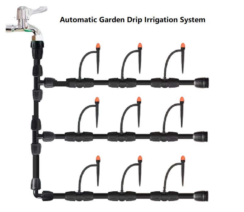 Yulaiyoen 1/4" Drip Irrigation Emitters, 30 Pack Automatic Spray Emitters, 360 Degree Drip Irrigation Parts