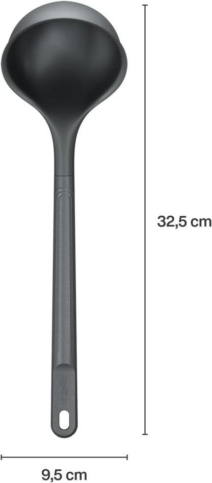Zyliss Silicone Soup Ladle - Sustainable Wheatstraw/Nylon Ladles for Cooking, 12.5" x 3.7", Beluga Grey