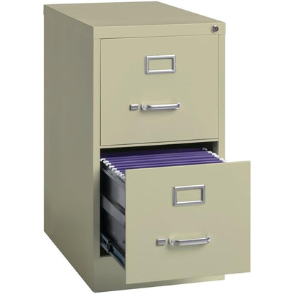 Pemberly Row 2 Drawers 28.38" Vertical Beige Metal Filing Cabinet Lockable Pre-Assembled Stationary Letter Size for Home, Office