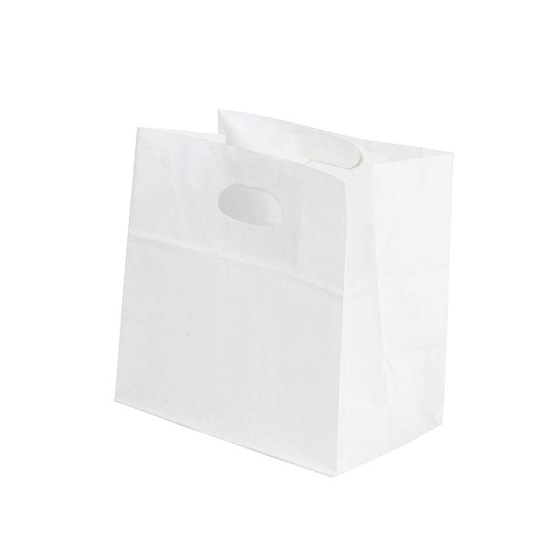 Restaurantware-Bag Tek 11 x 7 Inch Paper Take Out Bags, 100 With Handles Paper Shopping Bags - Rectangle, Medium, White Paper Gift Bags, Sturdy, For Shopping, Parties, Or Take Out