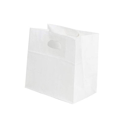 Restaurantware-Bag Tek 11 x 7 Inch Paper Take Out Bags, 100 With Handles Paper Shopping Bags - Rectangle, Medium, White Paper Gift Bags, Sturdy, For Shopping, Parties, Or Take Out