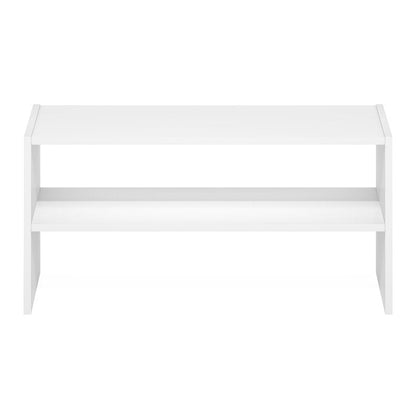 Furinno FANO Shoe Rack, 24-Inch Width 2-Tier Shoe Organizer, Stackable Shoes Storage, 11.7 x 24.2 x 11.7, for Closet Entryway, Office, Garage, White