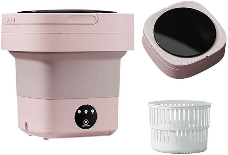 Portable Washing Machine, Mini Washer with 3 Modes for Deep Cleaning Underwear, Baby Clothes, Small Items (Pink)