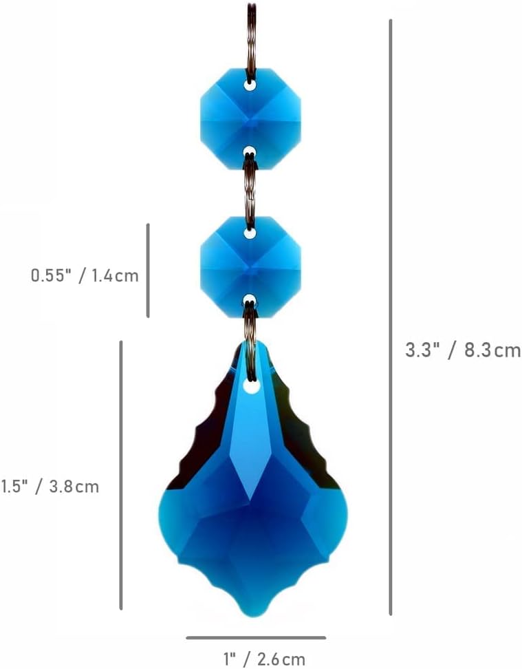 20pcs 38mm Crystal Maple Leaf Chandelier Prism Replacement Pendant Connected Glass Octagon Beads Chain for Chandelier