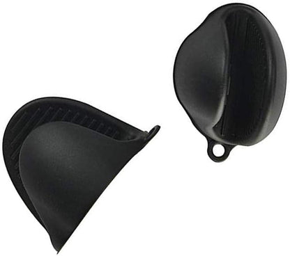 Mini Oven Mitts - Cooking Pinch Grips, Silicone Potholder for Kitchen Cooking 2pcs (Black)