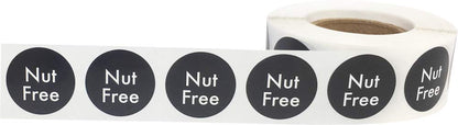 Nut Free Labels .75 Inch Round Circle Dots 500 Adhesive Stickers