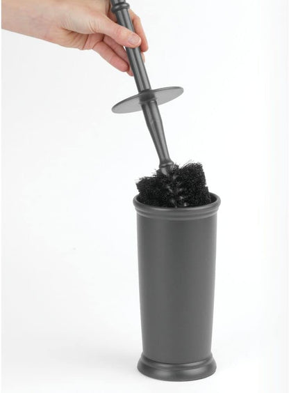 mDesign Toilet Bowl Brush and Holder - Covered Bathroom Scrubber in Modern Holder - Space Saving Deep Cleaning Brush -