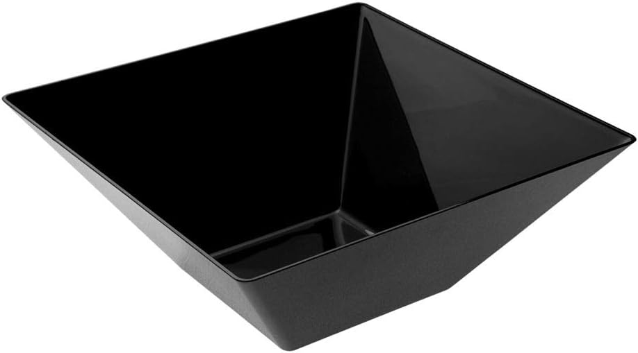 Black Disposable Plastic Medium Square Serving Bowl, 106 oz, Perfect for Parties, Weddings & More