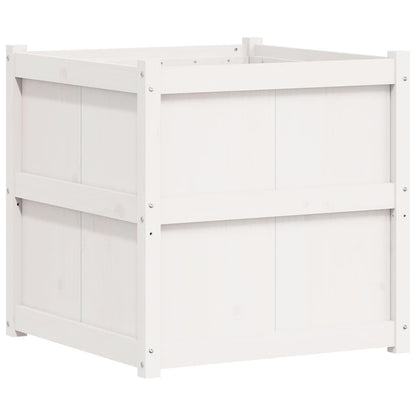 hliofuir 27 6 inch Solid Pine Wood White Square Raised Garden Planter Box Outdoor, 27 6 x 27 6 x 27 6 in Weather Resistant Large Elevated Plant Bed for Patio Terrace Balcony