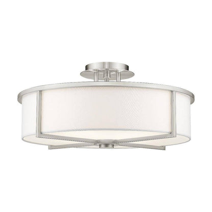 Livex Lighting 51075-91 Transitional Four Light Ceiling Mount from Wesley Collection in Pwt, Nckl, B/S, Slvr. Finish, Brushed Nickel