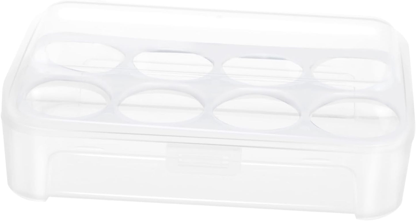 8 Box Fridge Egg Keeper Holder Mini Condiment Bottles, Egg Organizer for Refrigerator, Egg Carrier, White