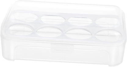 8 Box Fridge Egg Keeper Holder Mini Condiment Bottles, Egg Organizer for Refrigerator, Egg Carrier, White