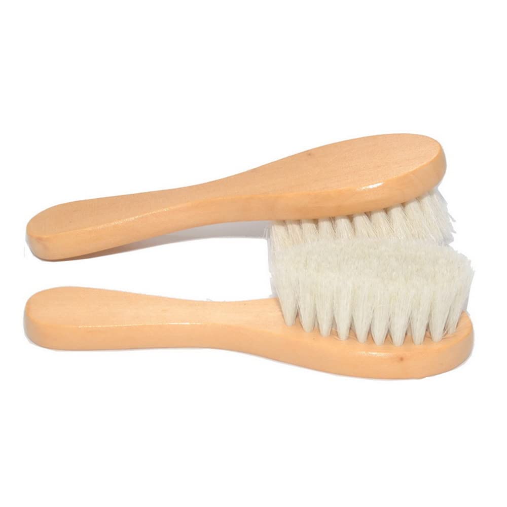 Natural Soft Wool Bristles Dry Facial Cleansing Brush, 6" Face Skin Care Exfoliating Scrub Brush, 2 Pack Wood Handle Face Brush Cleanser.