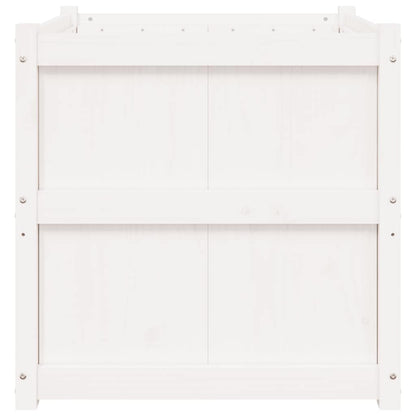 hliofuir 27 6 inch Solid Pine Wood White Square Raised Garden Planter Box Outdoor, 27 6 x 27 6 x 27 6 in Weather Resistant Large Elevated Plant Bed for Patio Terrace Balcony