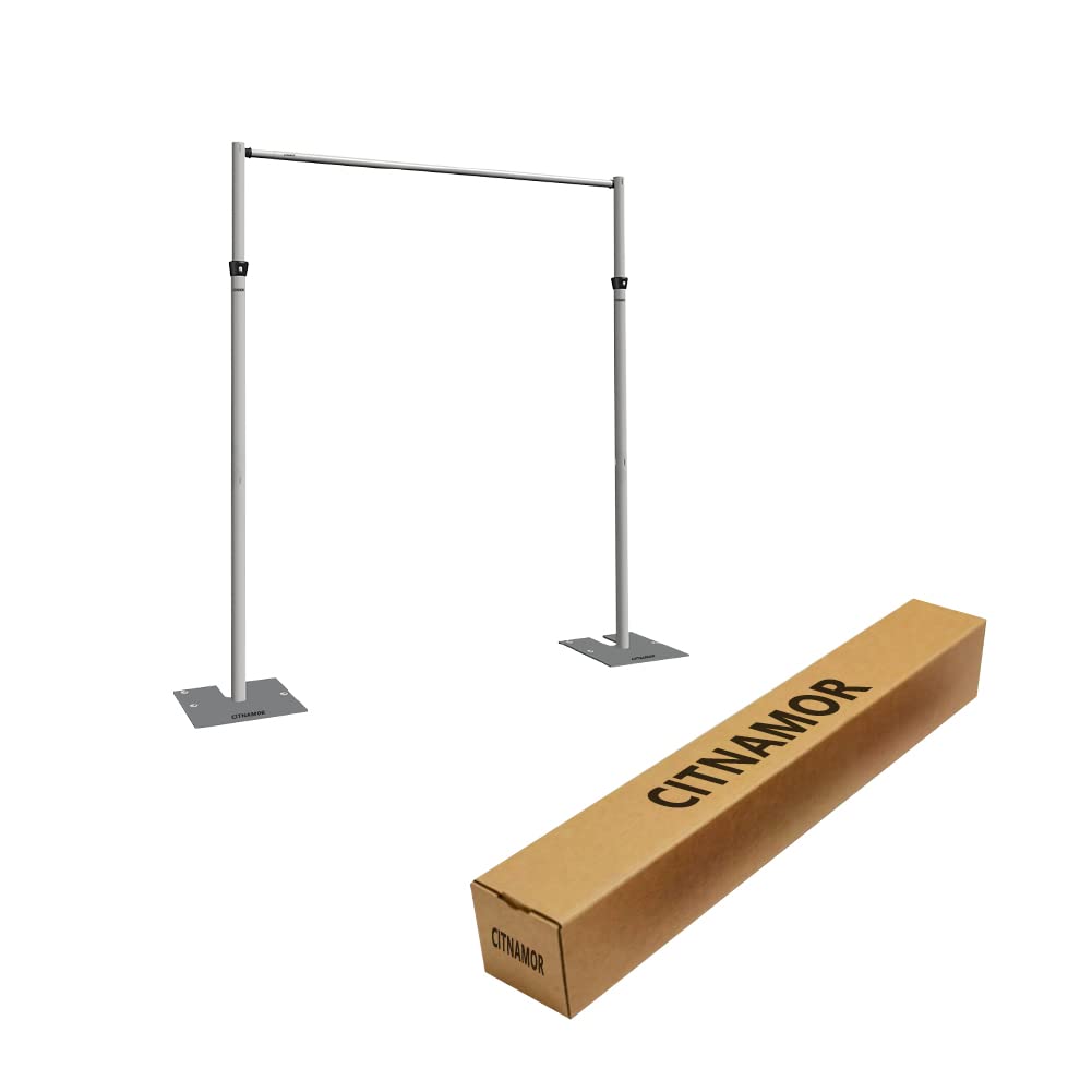 Pipe and Drape Adjustable Uprights, Crossbars,Bases & Hangers - Drape Systems for Backdrops, Trade Shows, Events, Photo Booths and Decorations by CITNAMOR (10' Tall x 10' Wide Kit)
