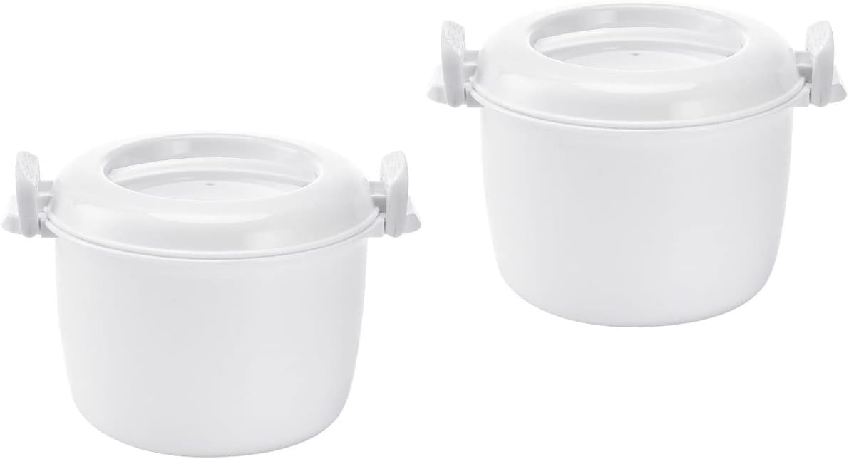 Microwave Rice Cooker Rice Steamer: 2pcs Round Microwave Food Container for Cooking Rice, Chicken, and Pasta