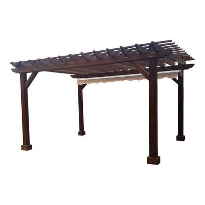 Afuera Living 16ft x 16ft Solid Redwood Deck Pergola, Mission Brown Finish, Durable Weather-Resistant Outdoor Patio Shade Structure, 8ft Height, Farmhouse Style for Lounging or Dining