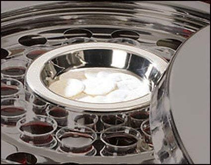 Communion Tray Center Bread Plate (Silver Finish, Stainless Steel, 4 3/4" Diameter)